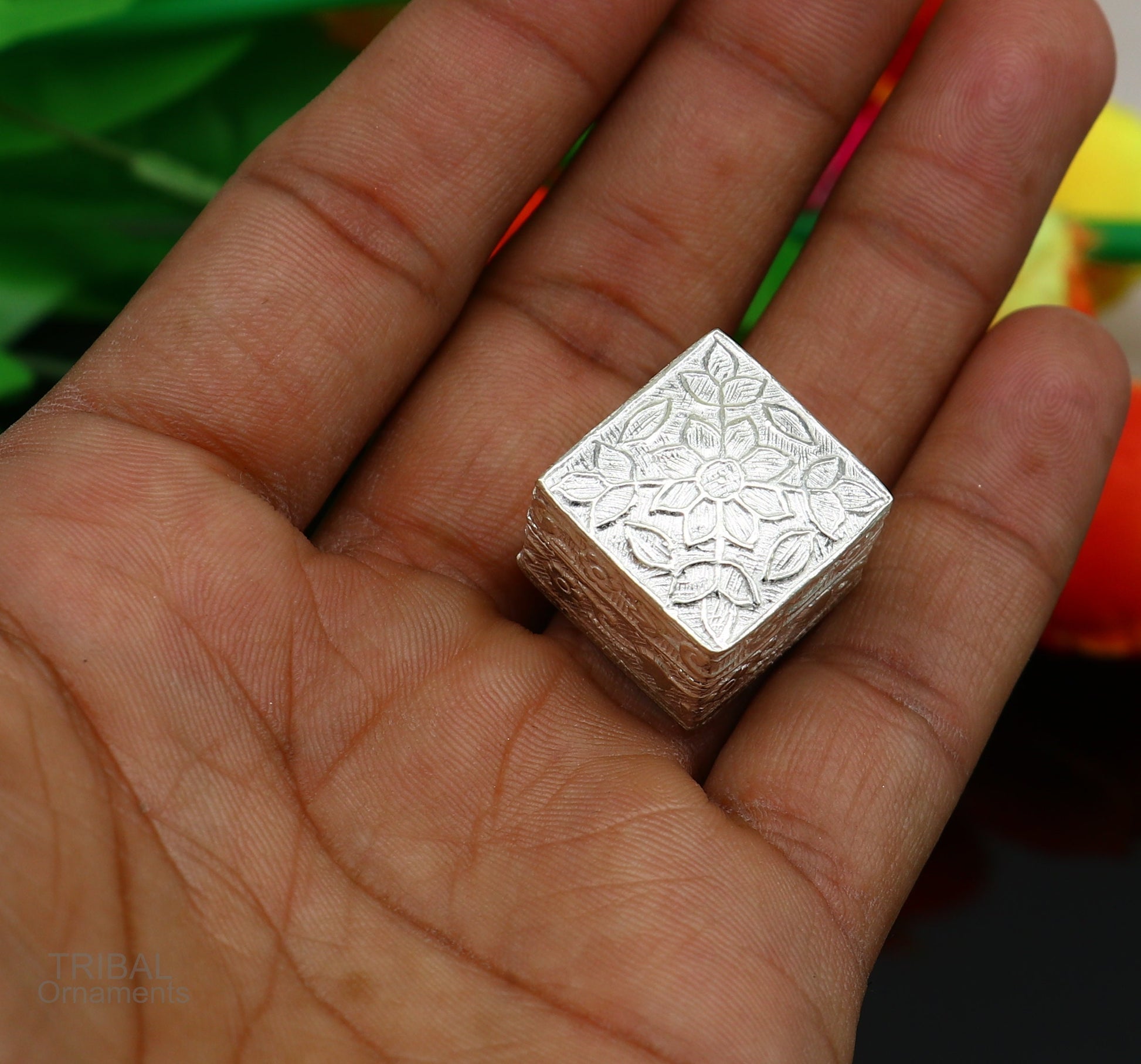 vintage style small bridal queen sterling silver trinket box or eyes kajal box, container box, small jewelry box, bridal art gifting  stb129 - TRIBAL ORNAMENTS