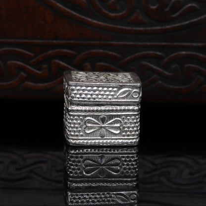 Vintage style small bridal queen sterling silver trinket box, ideal for jewelry, eyes kajal, or gifting, by TRIBAL ORNAMENTS.