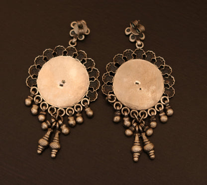 Vintage sun design 925 sterling silver drop dangling bells stud earrings customized jewelry bridesmaid gifting girl's tribal jewelry s351 - TRIBAL ORNAMENTS