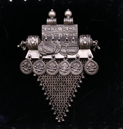 Vintage Traditional trendy design 925 sterling silver handmade long pendant necklace tribal ethnic Banjara Boho jewelry from india nsp330 - TRIBAL ORNAMENTS