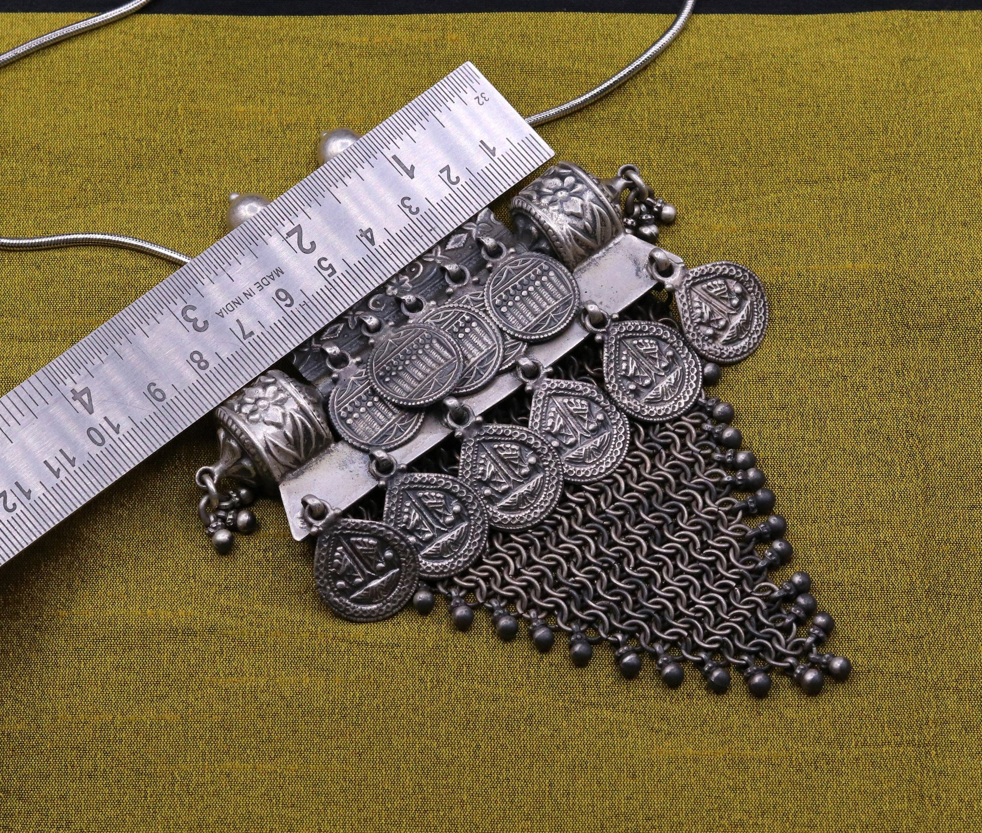 Vintage Traditional trendy design 925 sterling silver handmade long pendant necklace tribal ethnic Banjara Boho jewelry from india nsp330 - TRIBAL ORNAMENTS