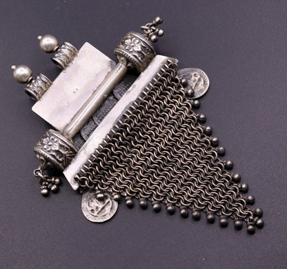 Vintage Traditional trendy design 925 sterling silver handmade long pendant necklace tribal ethnic Banjara Boho jewelry from india nsp330 - TRIBAL ORNAMENTS