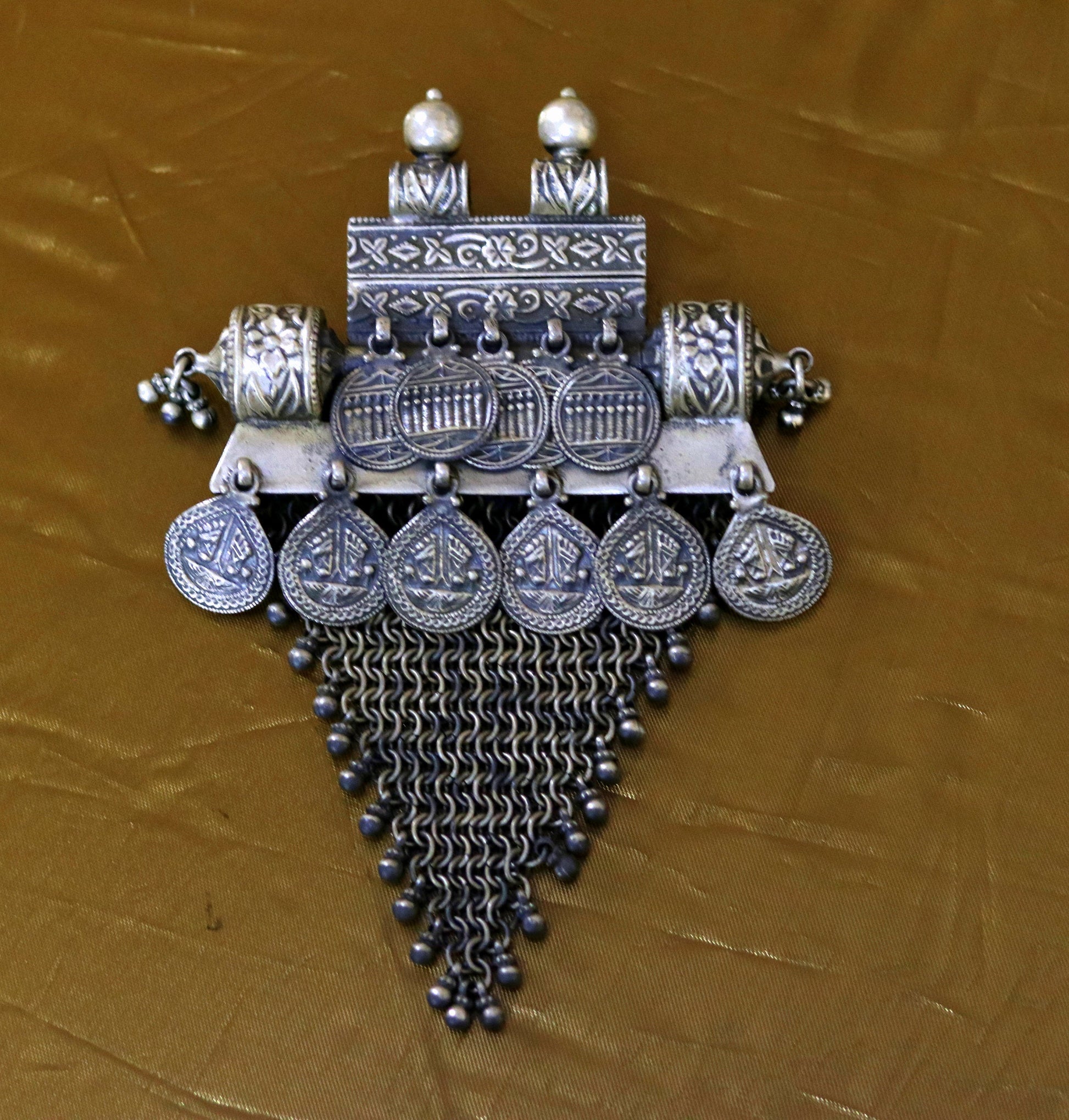 Vintage Traditional trendy design 925 sterling silver handmade long pendant necklace tribal ethnic Banjara Boho jewelry from india nsp330 - TRIBAL ORNAMENTS