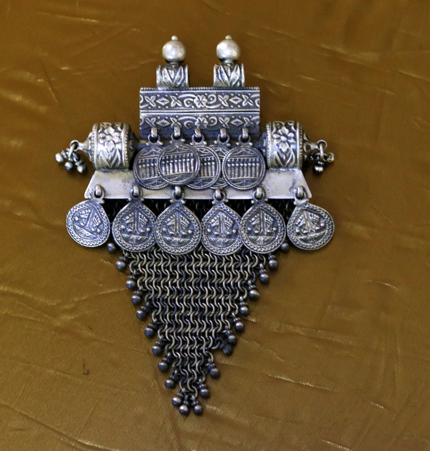 Vintage Traditional trendy design 925 sterling silver handmade long pendant necklace tribal ethnic Banjara Boho jewelry from india nsp330 - TRIBAL ORNAMENTS