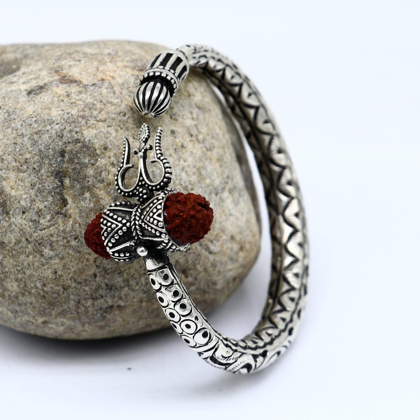 Wonderful handmade work 925 sterling silver trident kada, trishul kada, bahubali kada bangle bracelet for both men's and girl's nsk460 - TRIBAL ORNAMENTS