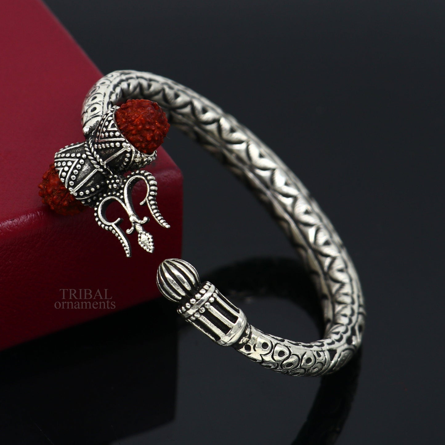 Wonderful handmade work 925 sterling silver trident kada, trishul kada, bahubali kada bangle bracelet for both men's and girl's nsk460 - TRIBAL ORNAMENTS