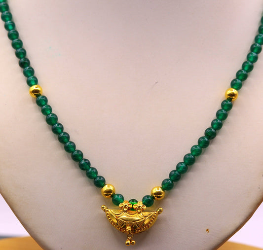 Yellow gold 20K handmade vintage antique stylish amulet pendant gorgeous hand crafted women's jewelry - TRIBAL ORNAMENTS