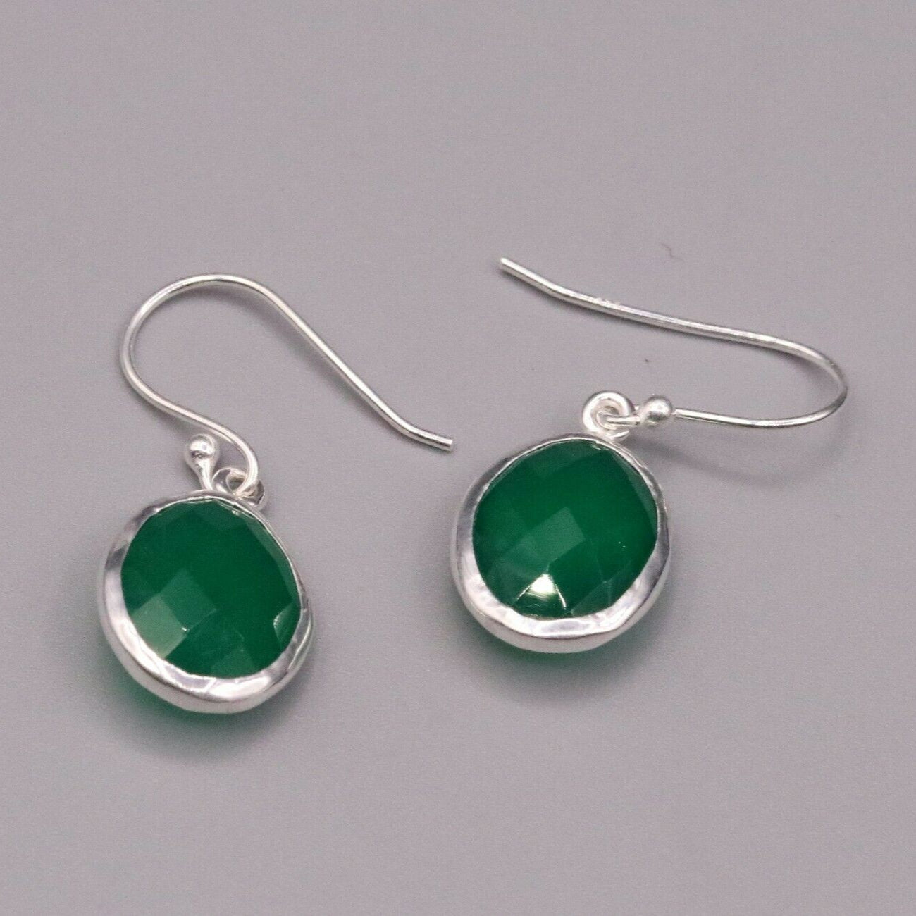 925 SILVER HOOPS DROP DANGLE EARRING FABULOUS GREEN ONYX GIFTING JEWELRY s137 - TRIBAL ORNAMENTS