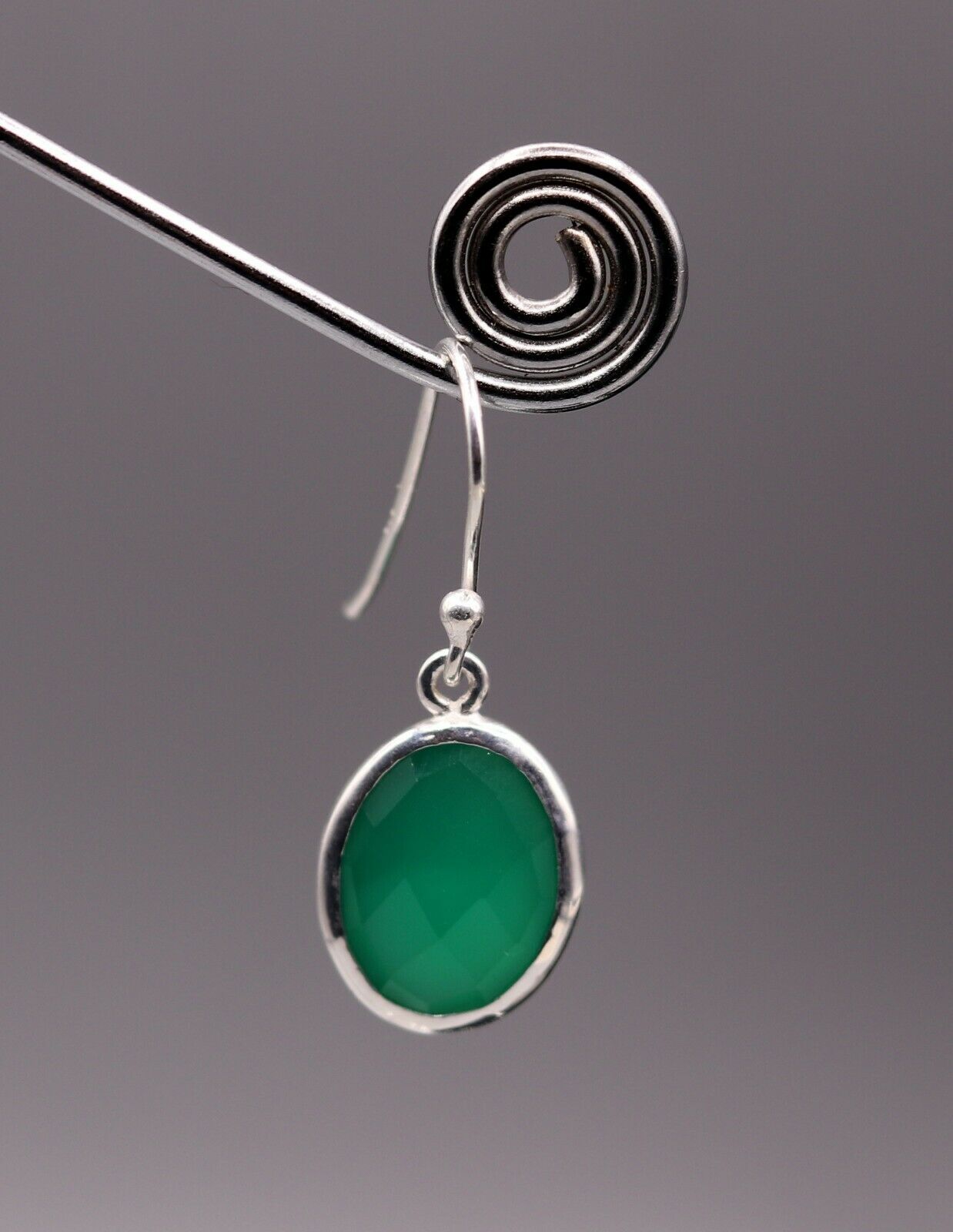 925 SILVER HOOPS DROP DANGLE EARRING FABULOUS GREEN ONYX GIFTING JEWELRY s137 - TRIBAL ORNAMENTS