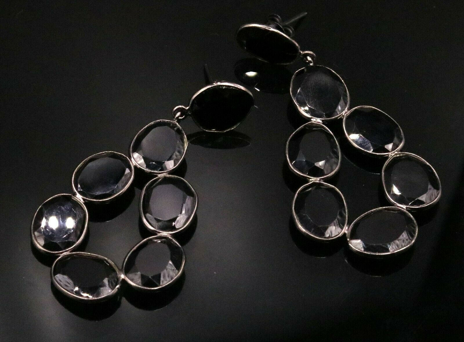 FABULOUS ONYX BOLLYWOOD STYLE 925 SILVER GORGEOUS STUD EARRING DANGLE s154 - TRIBAL ORNAMENTS