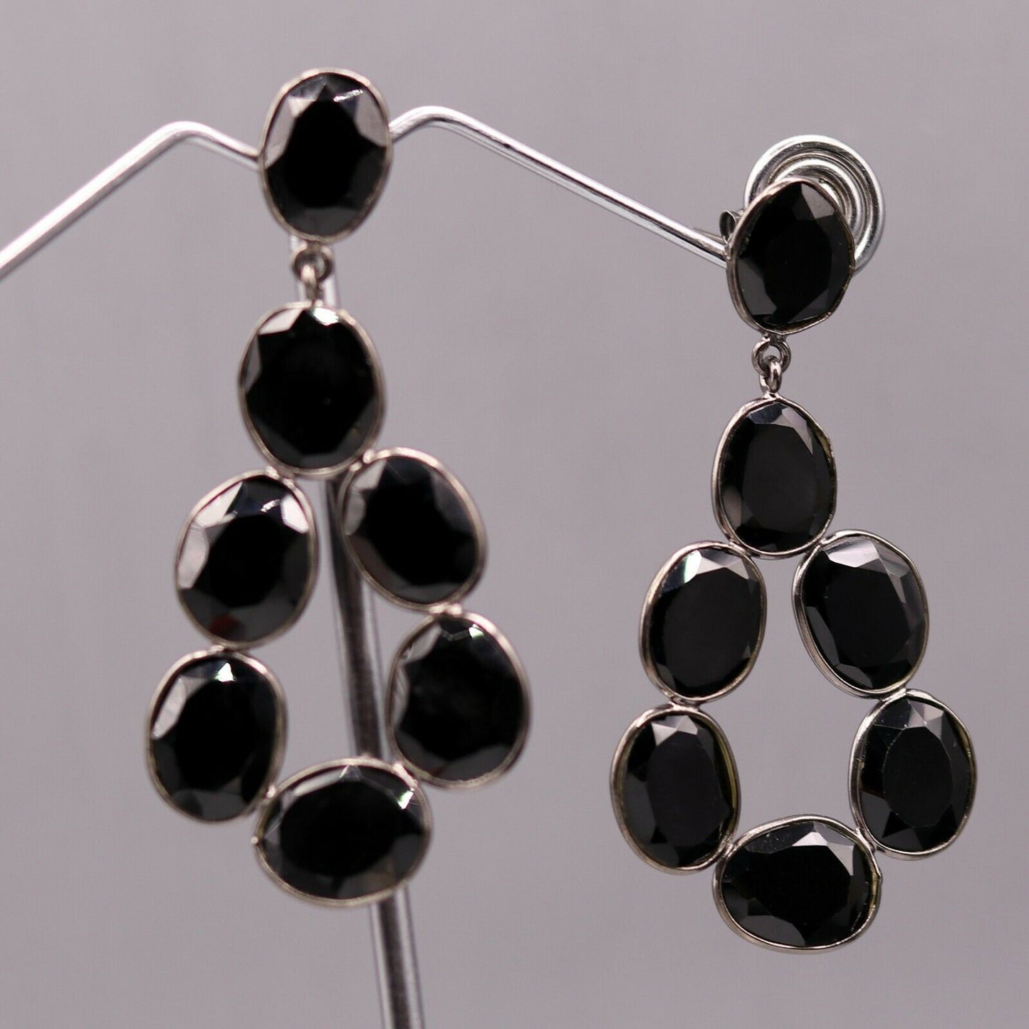 FABULOUS ONYX BOLLYWOOD STYLE 925 SILVER GORGEOUS STUD EARRING DANGLE s154 - TRIBAL ORNAMENTS