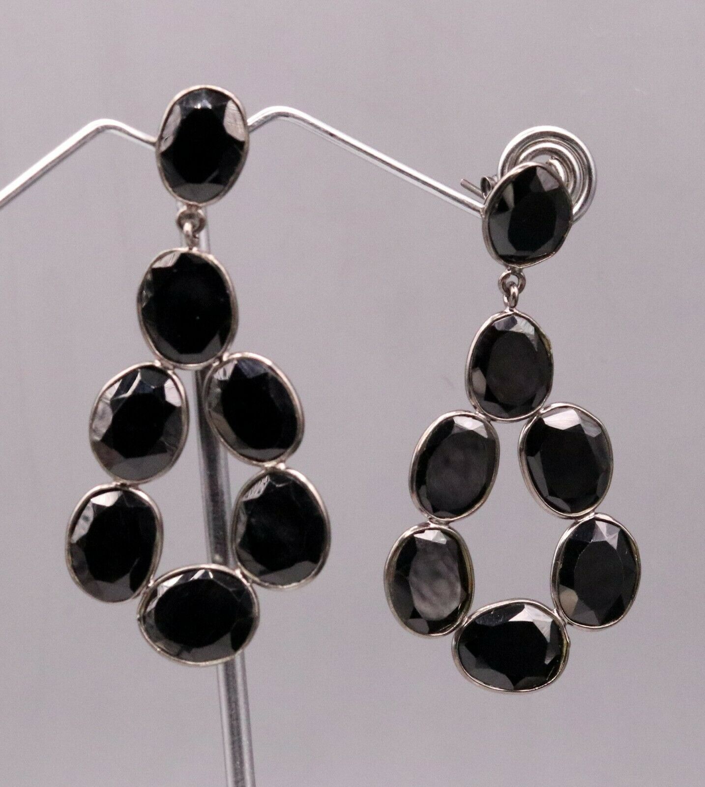 FABULOUS ONYX BOLLYWOOD STYLE 925 SILVER GORGEOUS STUD EARRING DANGLE s154 - TRIBAL ORNAMENTS