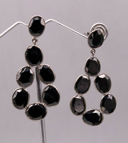 FABULOUS ONYX BOLLYWOOD STYLE 925 SILVER GORGEOUS STUD EARRING DANGLE s154 - TRIBAL ORNAMENTS