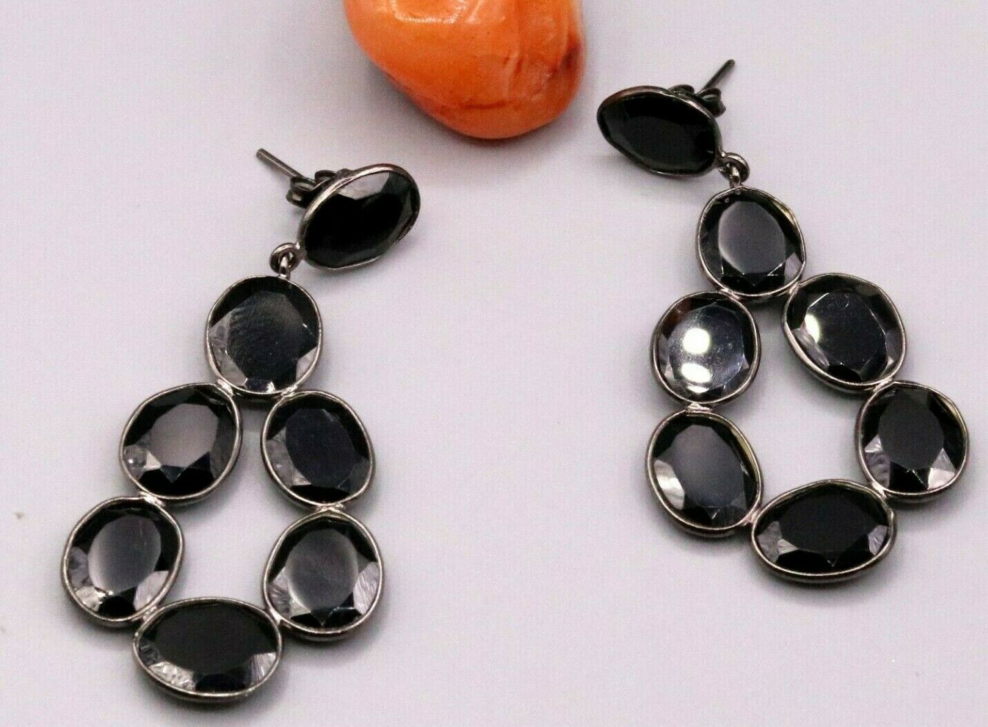 FABULOUS ONYX BOLLYWOOD STYLE 925 SILVER GORGEOUS STUD EARRING DANGLE s154 - TRIBAL ORNAMENTS