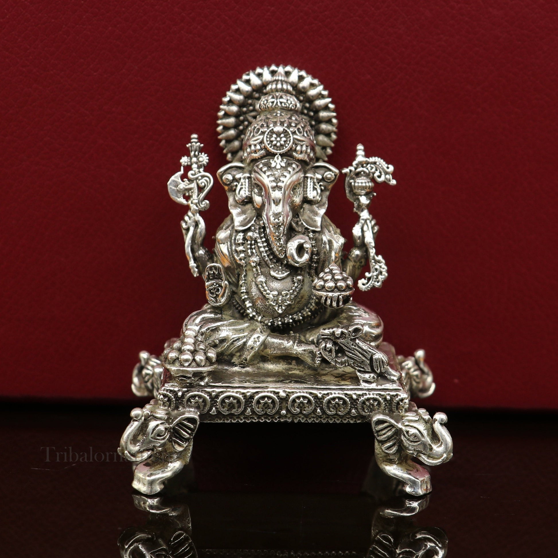 925 Sterling silver handmade customized Hindu idols Laxmi and Ganesha statue, puja article figurine, home décor Diwali puja gift art226 - TRIBAL ORNAMENTS