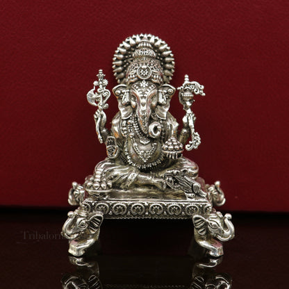 925 Sterling silver handmade customized Hindu idols Laxmi and Ganesha statue, puja article figurine, home décor Diwali puja gift art226 - TRIBAL ORNAMENTS