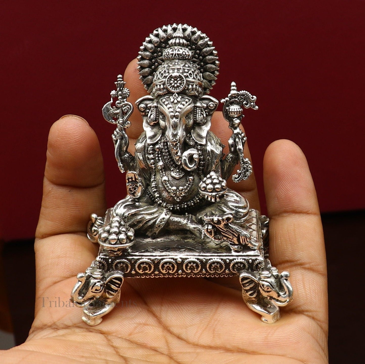 925 Sterling silver handmade customized Hindu idols Laxmi and Ganesha statue, puja article figurine, home décor Diwali puja gift art226 - TRIBAL ORNAMENTS