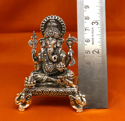 925 Sterling silver handmade customized Hindu idols Laxmi and Ganesha statue, puja article figurine, home décor Diwali puja gift art226 - TRIBAL ORNAMENTS