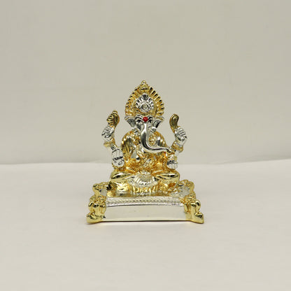 Silver Lord Ganesha idol by TRIBAL ORNAMENTS with a silver exterior, wax and marble interior, showcasing intricate craftsmanship.