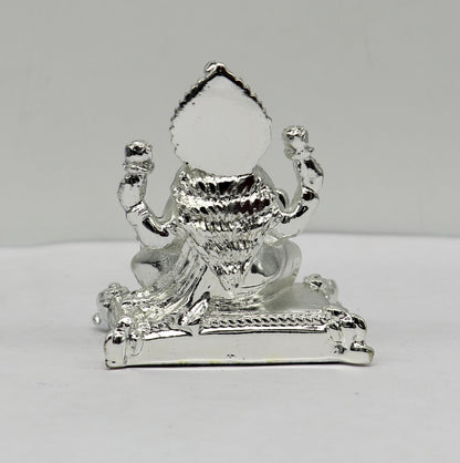 Silver goddess Laxmi Outside Silver Covering Inside Wax and Marble Silver Idol W5 - TRIBAL ORNAMENTS