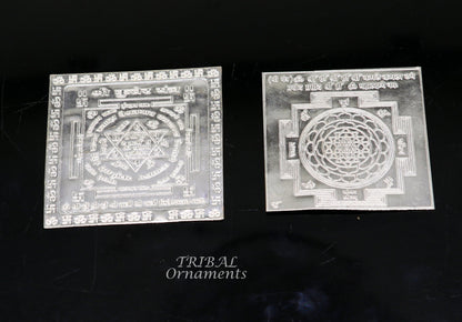 Handmade 925 sterling silver idol of Shree Kubera Yantram, a divine wealth and prosperity yantram for puja rituals.