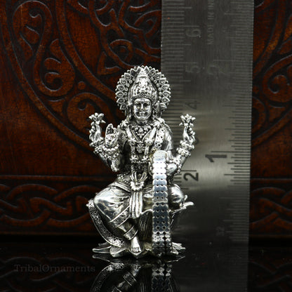 2" 925 Sterling silver handmade customized Hindu idols Lakshmi and Ganesha statue, puja article figurine, home décor Diwali puja art2122 - TRIBAL ORNAMENTS
