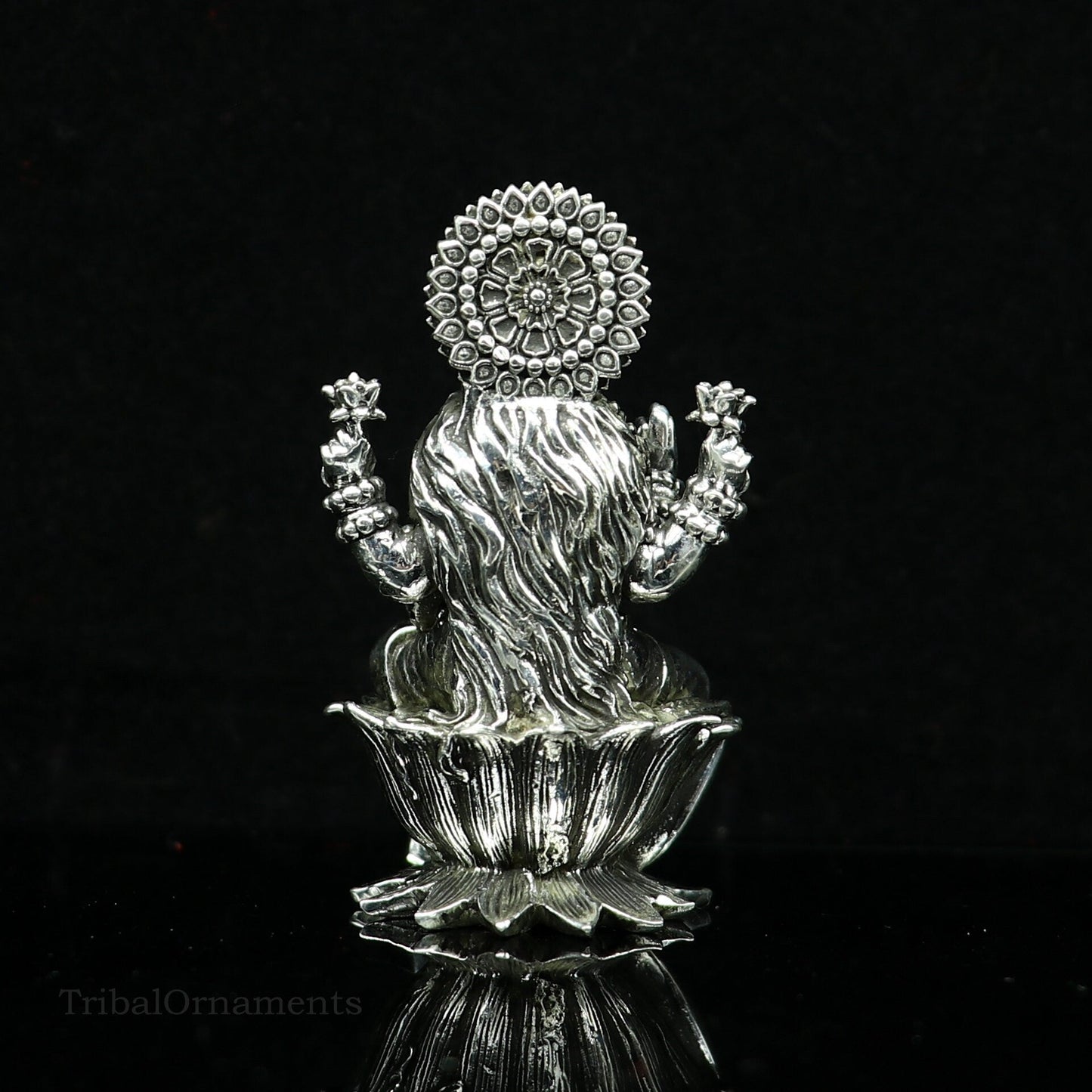 2" 925 Sterling silver handmade customized Hindu idols Lakshmi and Ganesha statue, puja article figurine, home décor Diwali puja art2122 - TRIBAL ORNAMENTS