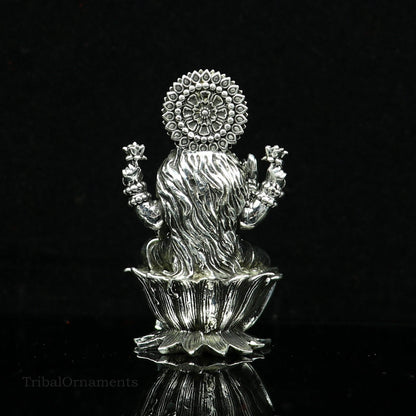 2" 925 Sterling silver handmade customized Hindu idols Lakshmi and Ganesha statue, puja article figurine, home décor Diwali puja art2122 - TRIBAL ORNAMENTS