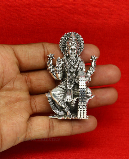 Combo Laxmi and Ganesha 925 Sterling silver handmade customized Hindu idols statue, puja article figurine, home décor puja Articles art27 - TRIBAL ORNAMENTS
