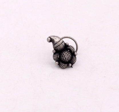 925 STERLING SILVER VINTAGE MANGO SHAPE FLOWER DESIGN NOSE PIN U BAND TRIBAL JEWELRY NP13 - TRIBAL ORNAMENTS