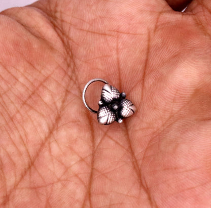 TREE LEAF FLOWER DEIGN 925 STERLING SILVER NOSE PIN U BAND HANDMADE SILVER TRIBAL JEWELRY NP23 - TRIBAL ORNAMENTS