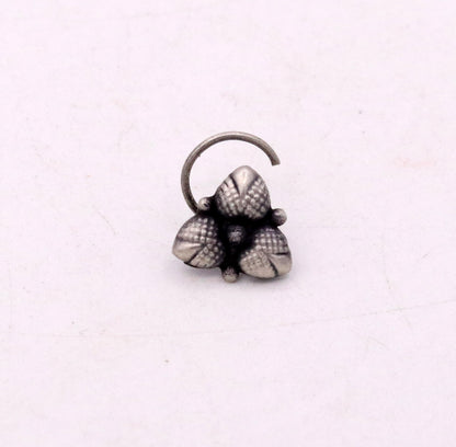 TREE LEAF FLOWER DEIGN 925 STERLING SILVER NOSE PIN U BAND HANDMADE SILVER TRIBAL JEWELRY NP23 - TRIBAL ORNAMENTS