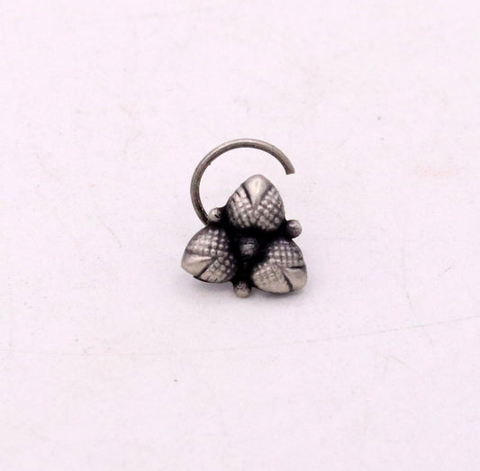 TREE LEAF FLOWER DEIGN 925 STERLING SILVER NOSE PIN U BAND HANDMADE SILVER TRIBAL JEWELRY NP23 - TRIBAL ORNAMENTS
