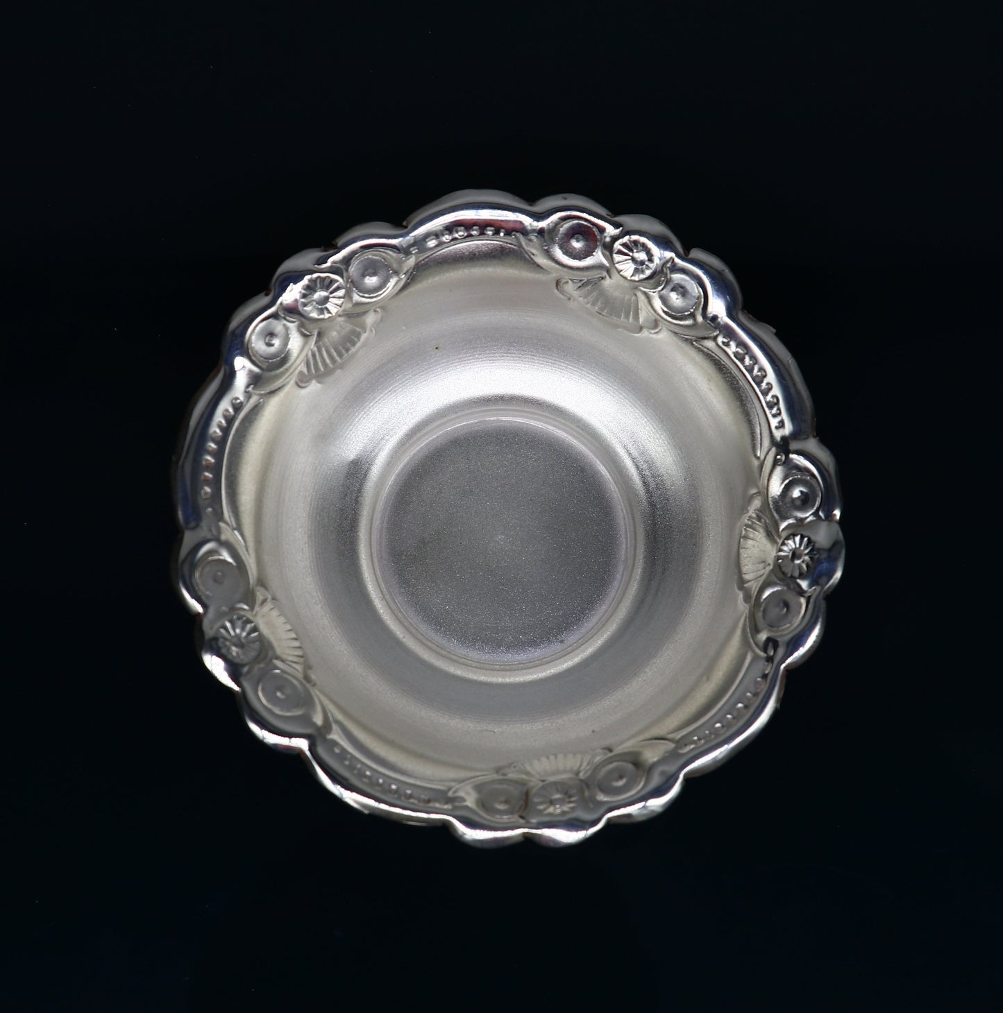 Handcrafted 999 fine silver lightweight bowl from Tribal Ornaments, ideal for puja utensils and silver vessel baby set.