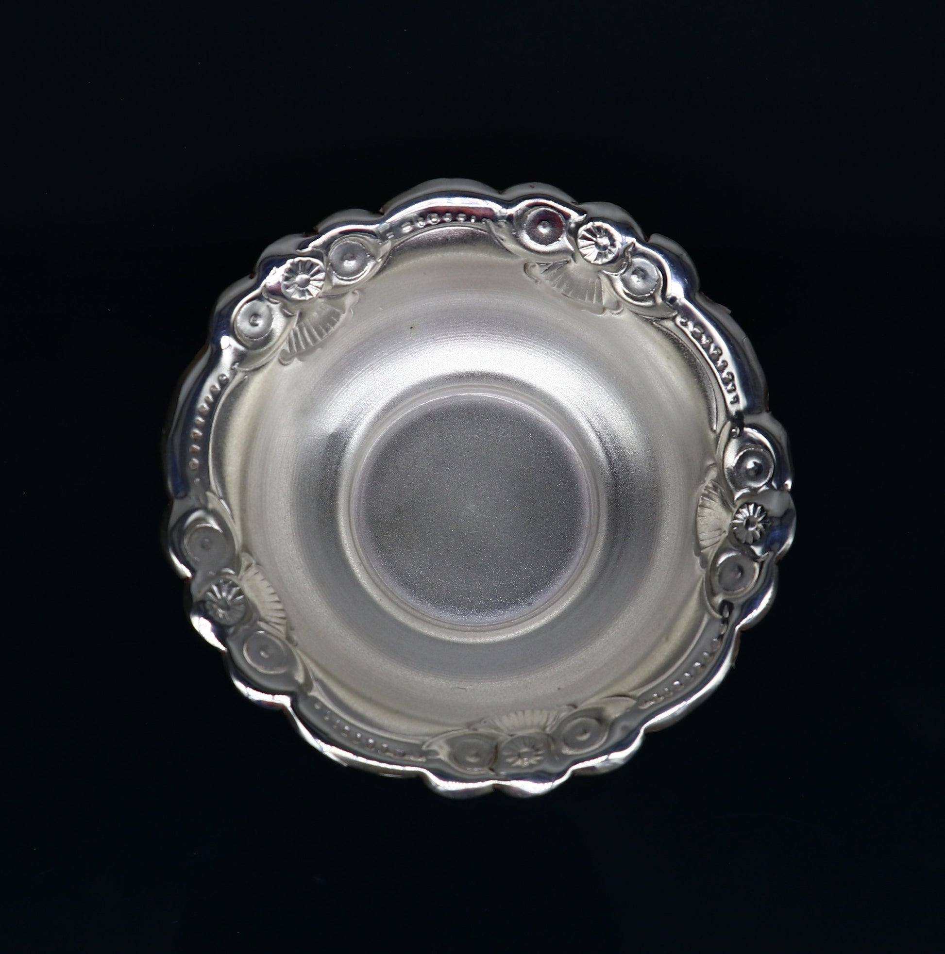 Handcrafted 999 fine silver lightweight bowl from Tribal Ornaments, ideal for puja utensils and silver vessel baby set.