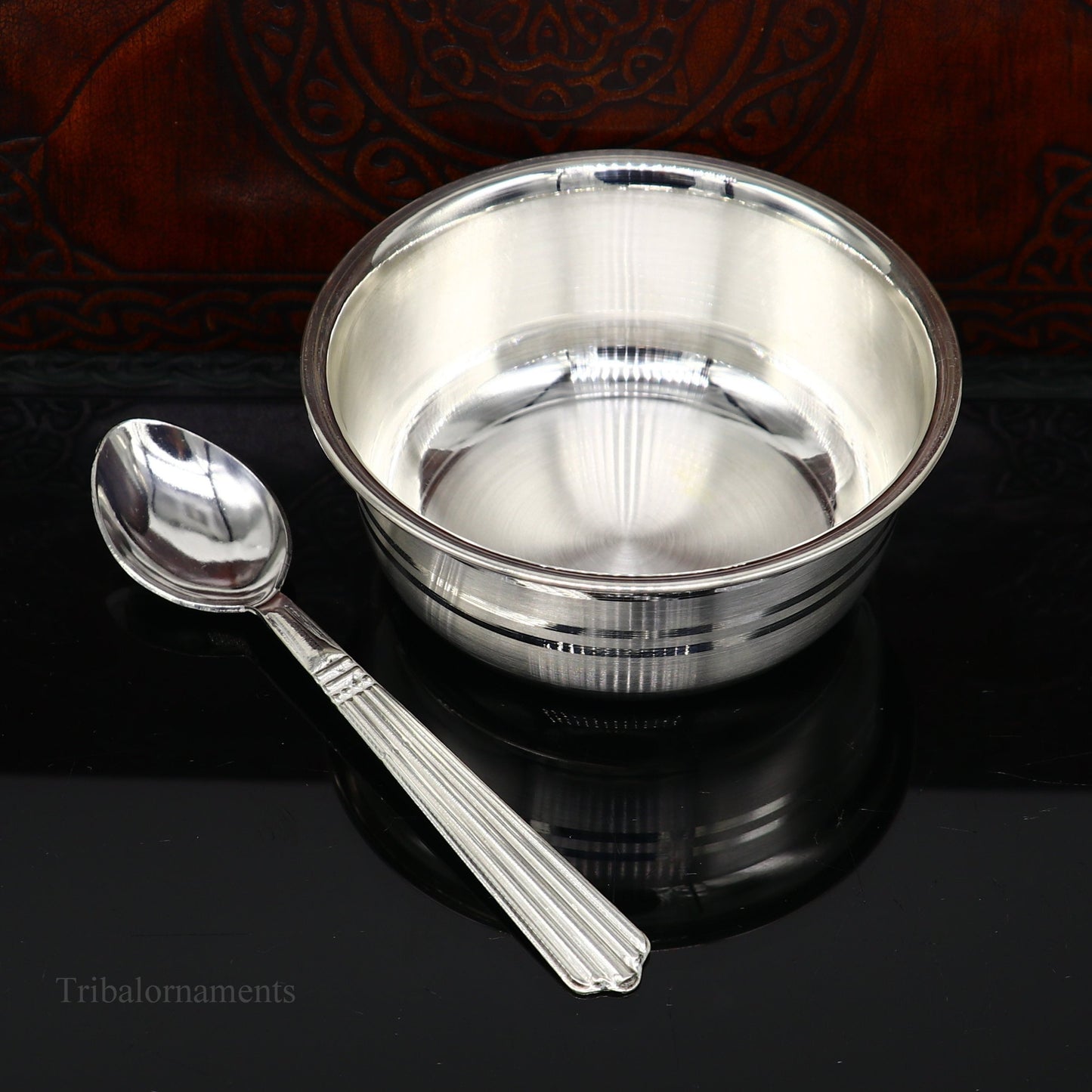 999 fine solid silver handmade small bowl for baby food, pure silver vessels, silver utensils, home and kitchen accessories India sv222 - TRIBAL ORNAMENTS