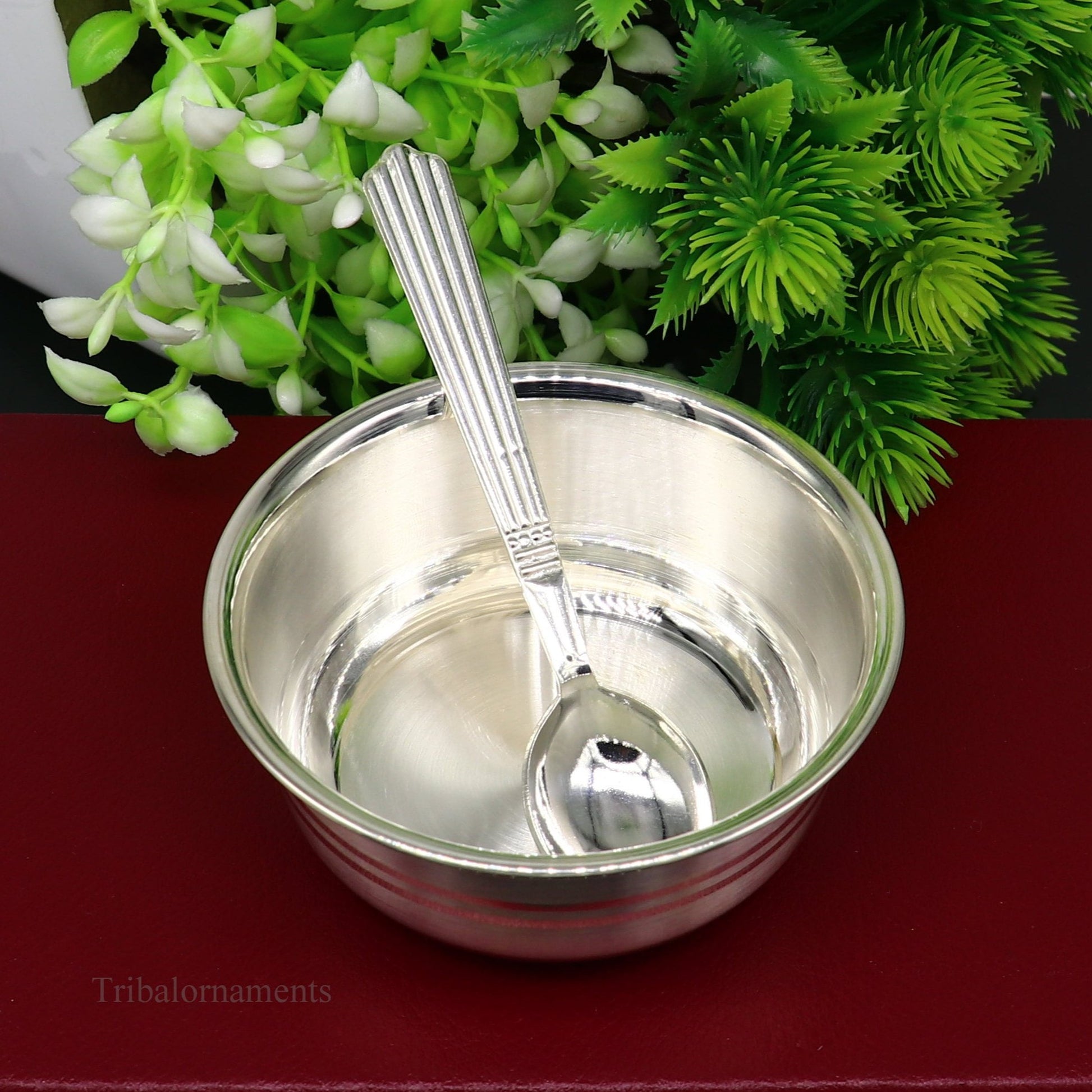 999 fine solid silver handmade small bowl for baby food, pure silver vessels, silver utensils, home and kitchen accessories India sv222 - TRIBAL ORNAMENTS