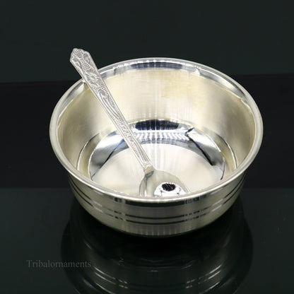 999 fine solid silver handmade small bowl for baby serving, pure silver vessel, silver utensils, home kitchen accessories puja bowl sv226 - TRIBAL ORNAMENTS