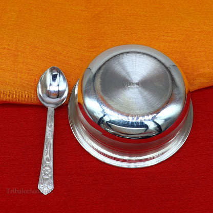 999 fine solid silver handmade small bowl for baby serving, pure silver vessel, silver utensils, home kitchen accessories puja bowl sv226 - TRIBAL ORNAMENTS