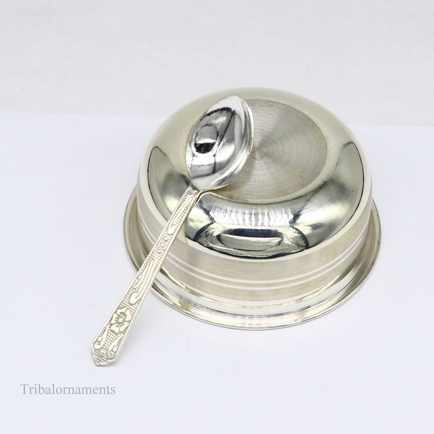 999 fine solid silver handmade small bowl for baby serving, pure silver vessel, silver utensils, home kitchen accessories puja bowl sv226 - TRIBAL ORNAMENTS