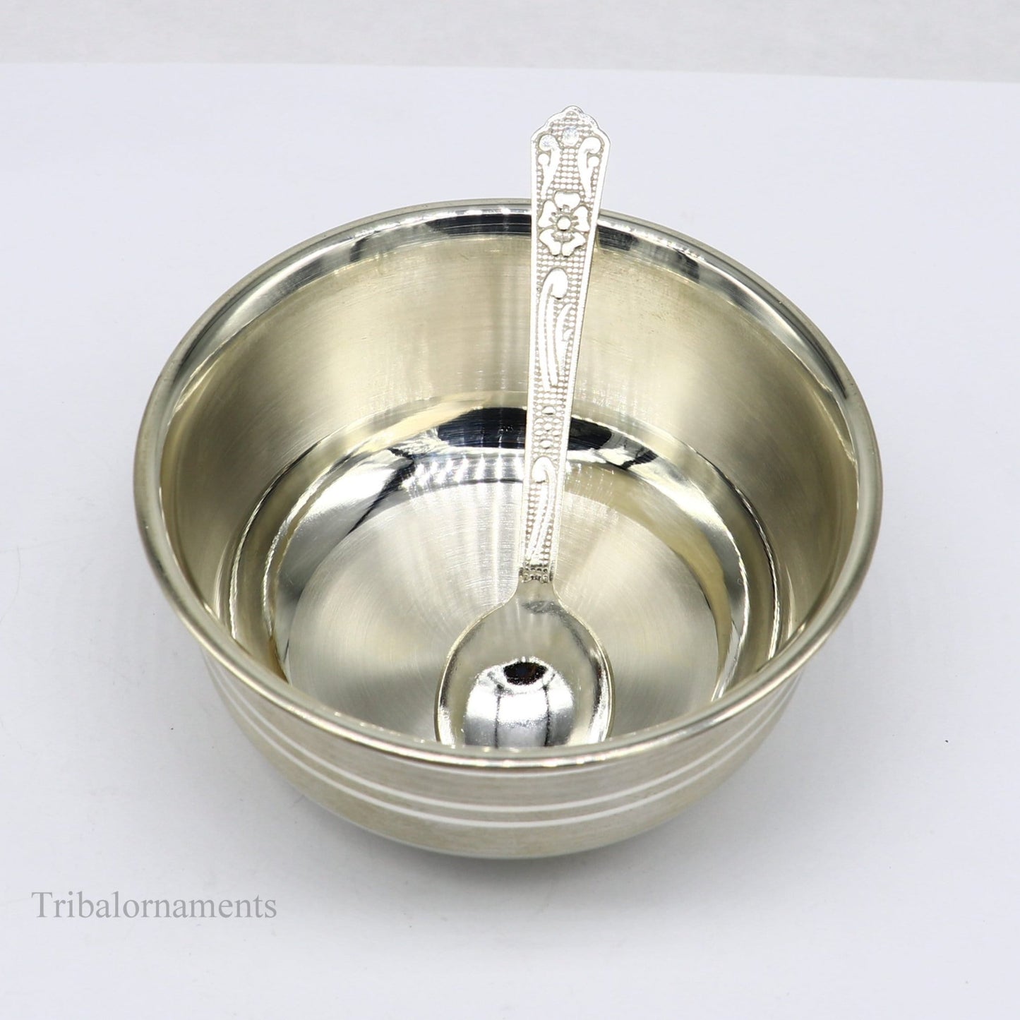 999 fine solid silver handmade small bowl for baby serving, pure silver vessel, silver utensils, home kitchen accessories puja bowl sv226 - TRIBAL ORNAMENTS