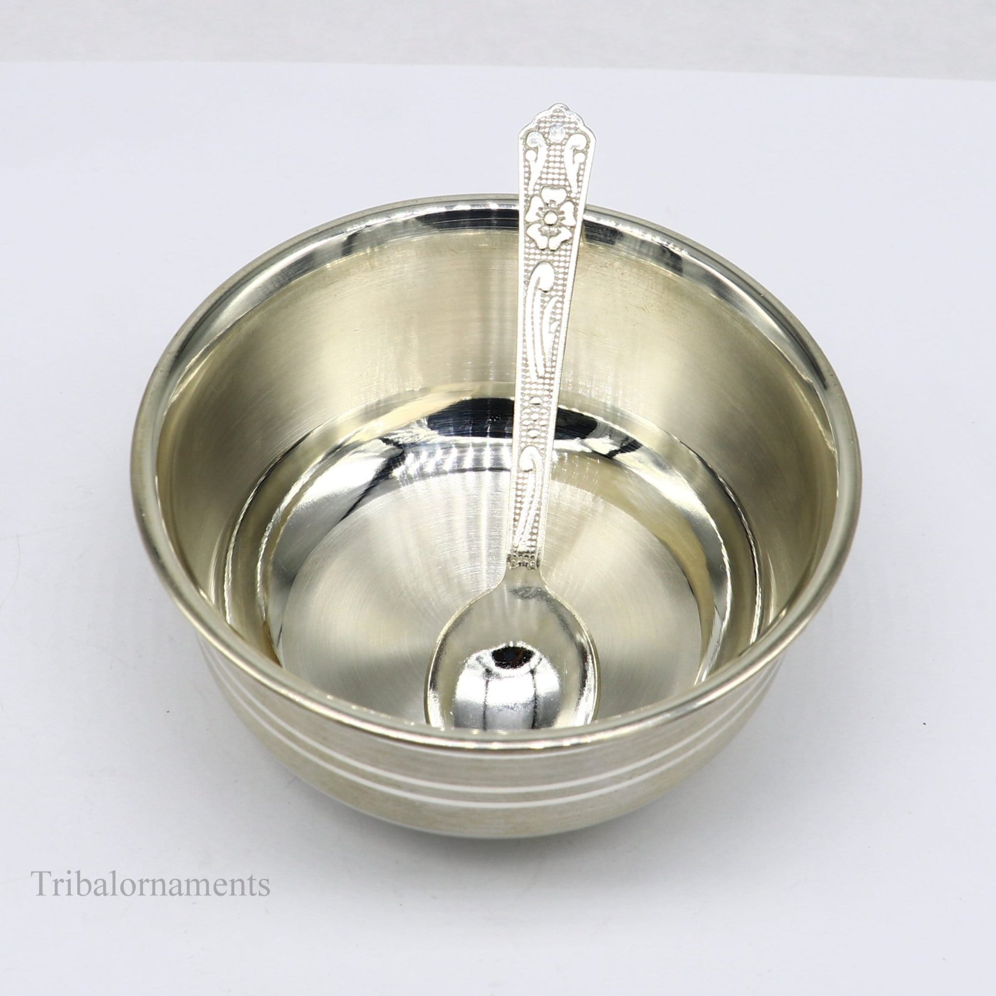 999 fine solid silver handmade small bowl for baby serving, pure silver vessel, silver utensils, home kitchen accessories puja bowl sv226 - TRIBAL ORNAMENTS