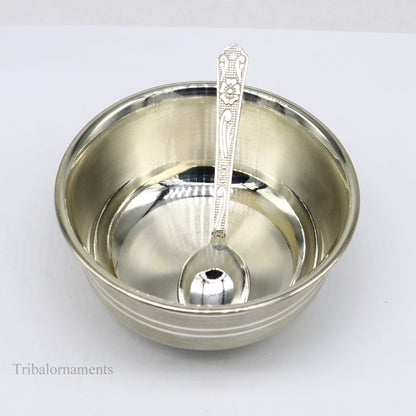 999 fine solid silver handmade small bowl for baby serving, pure silver vessel, silver utensils, home kitchen accessories puja bowl sv226 - TRIBAL ORNAMENTS