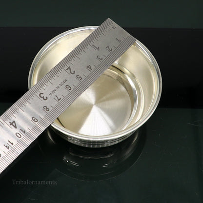 999 fine solid silver handmade small bowl for baby serving, pure silver vessel, silver utensils, home kitchen accessories puja bowl sv226 - TRIBAL ORNAMENTS