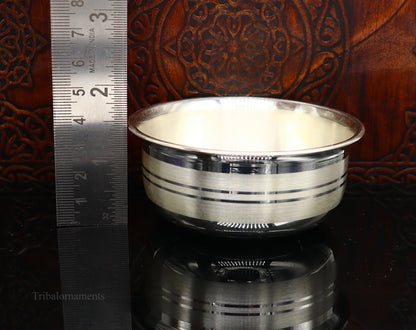 999 fine solid silver handmade small bowl for baby serving, pure silver vessel, silver utensils, home kitchen accessories puja bowl sv226 - TRIBAL ORNAMENTS