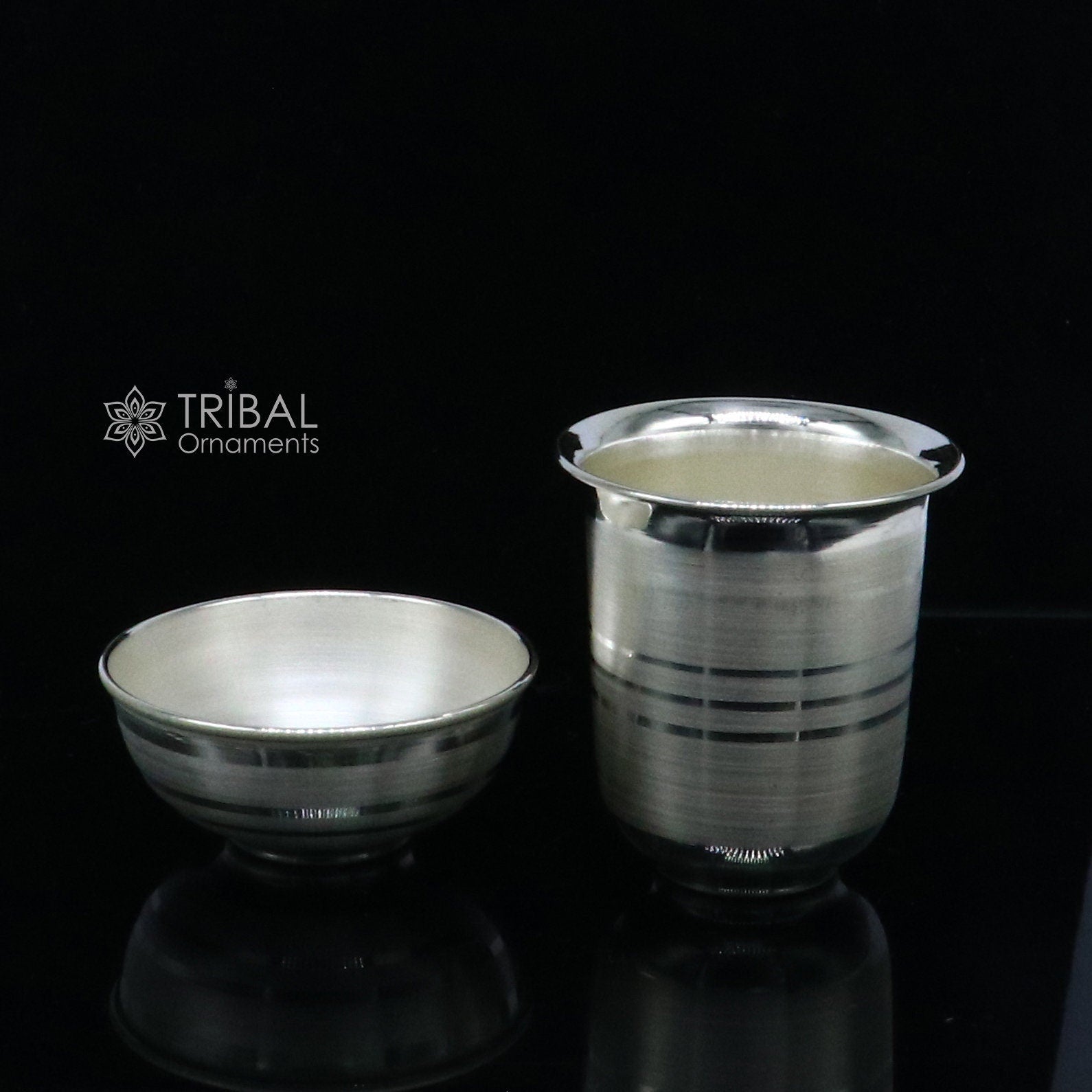 999 fine silver water milk glass and bowl, silver tumbler silver, silver utensils, silver baby set serving food DIWALI Puja utensils sv281 - TRIBAL ORNAMENTS