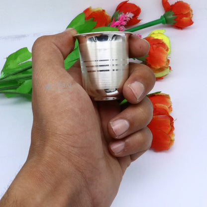 Tribal Ornaments 999 fine silver water milk glass, bowl, tumbler, and utensils set for Diwali Puja and serving food.