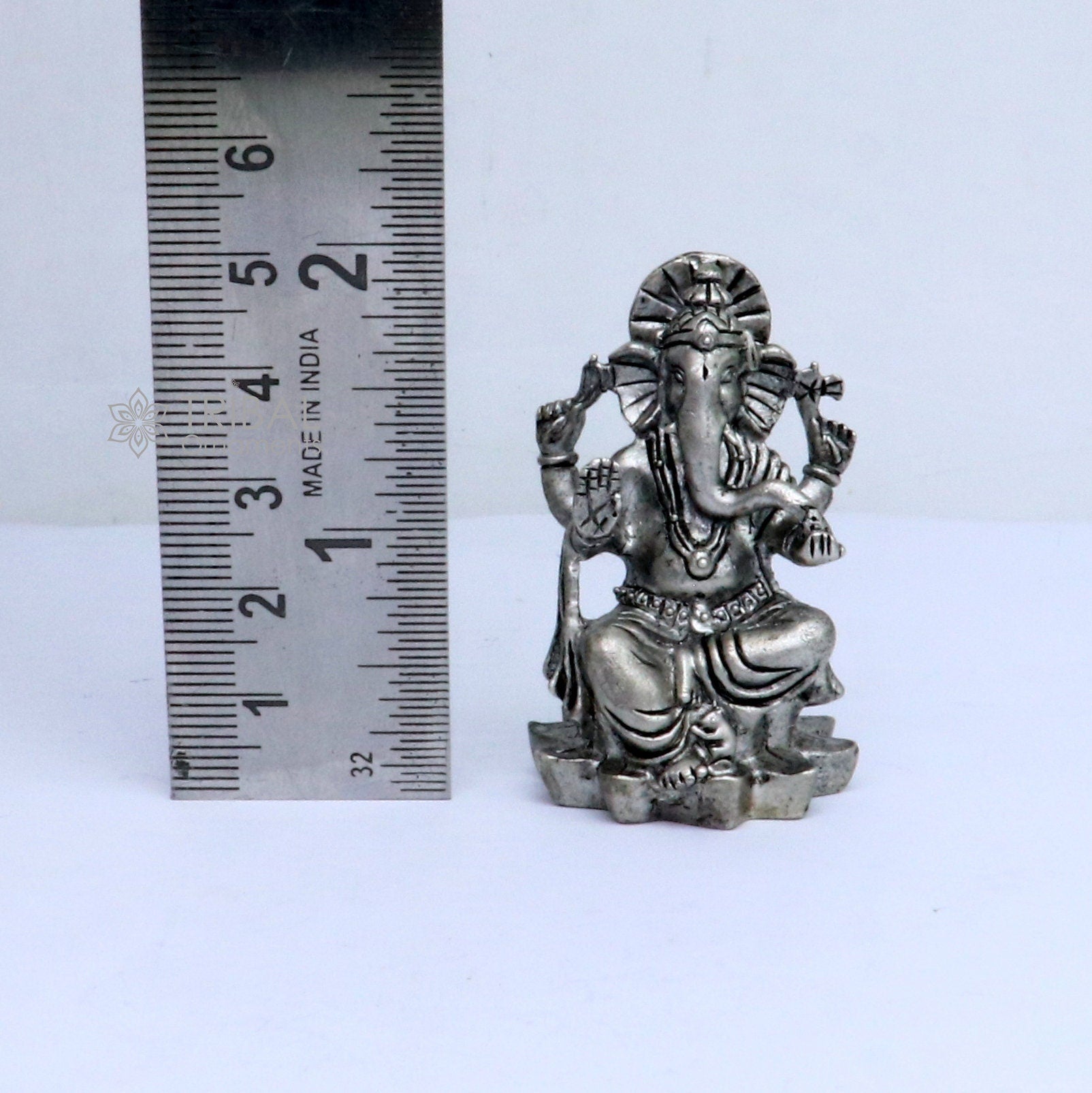 925 Sterling silver Lakshmi and Ganesha Kamlasan statue figurine, puja article Diwali puja brings joy, hope, and wealth to the owners art719 - TRIBAL ORNAMENTS