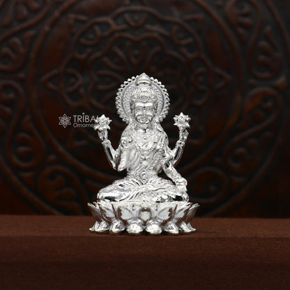 1.5" 925 Sterling silver Lakshmi and Ganesha statue, puja article figurine, Diwali puja brings joy, hope, and wealth to the owners art746 - TRIBAL ORNAMENTS