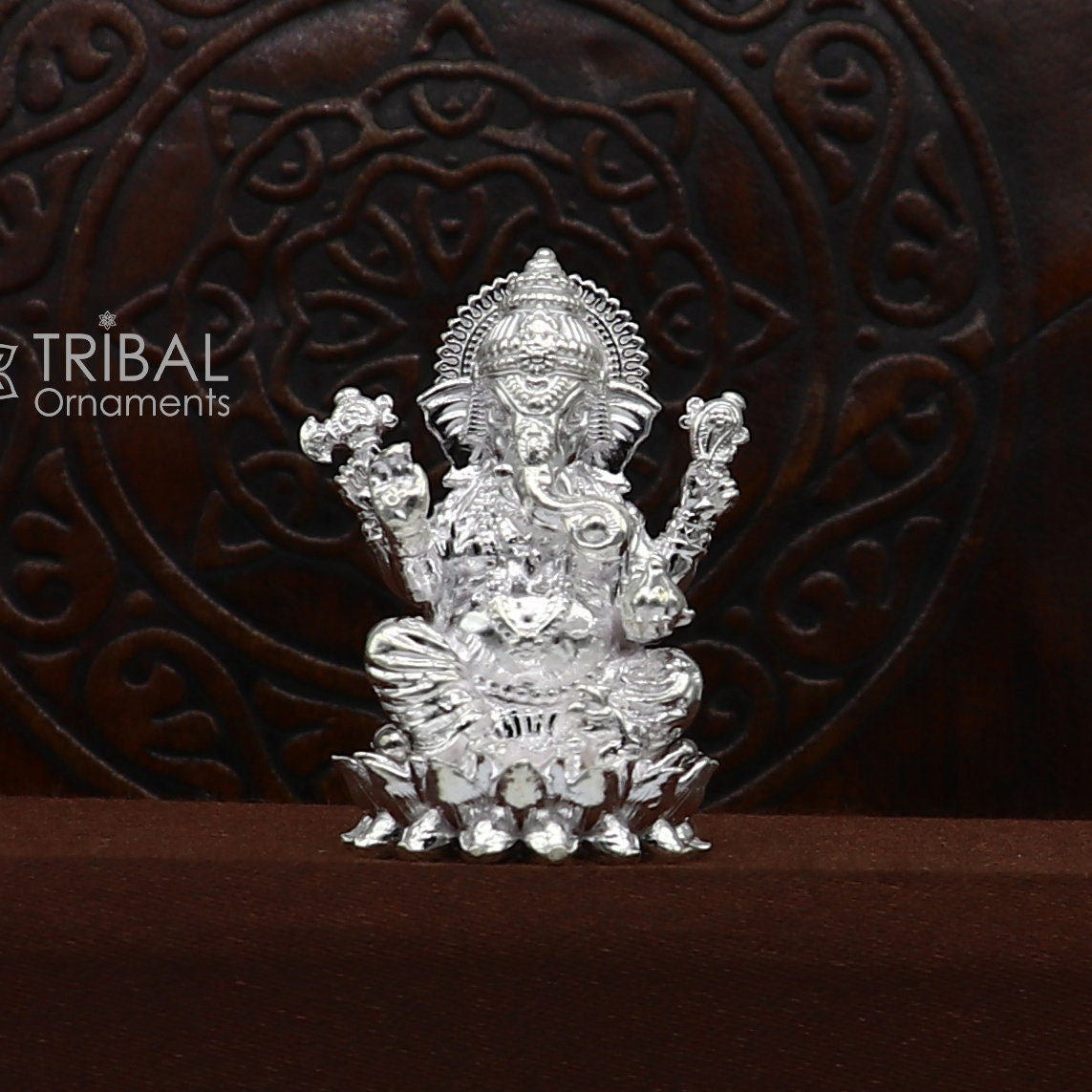 1.5" 925 Sterling silver Lakshmi and Ganesha statue, puja article figurine, Diwali puja brings joy, hope, and wealth to the owners art746 - TRIBAL ORNAMENTS